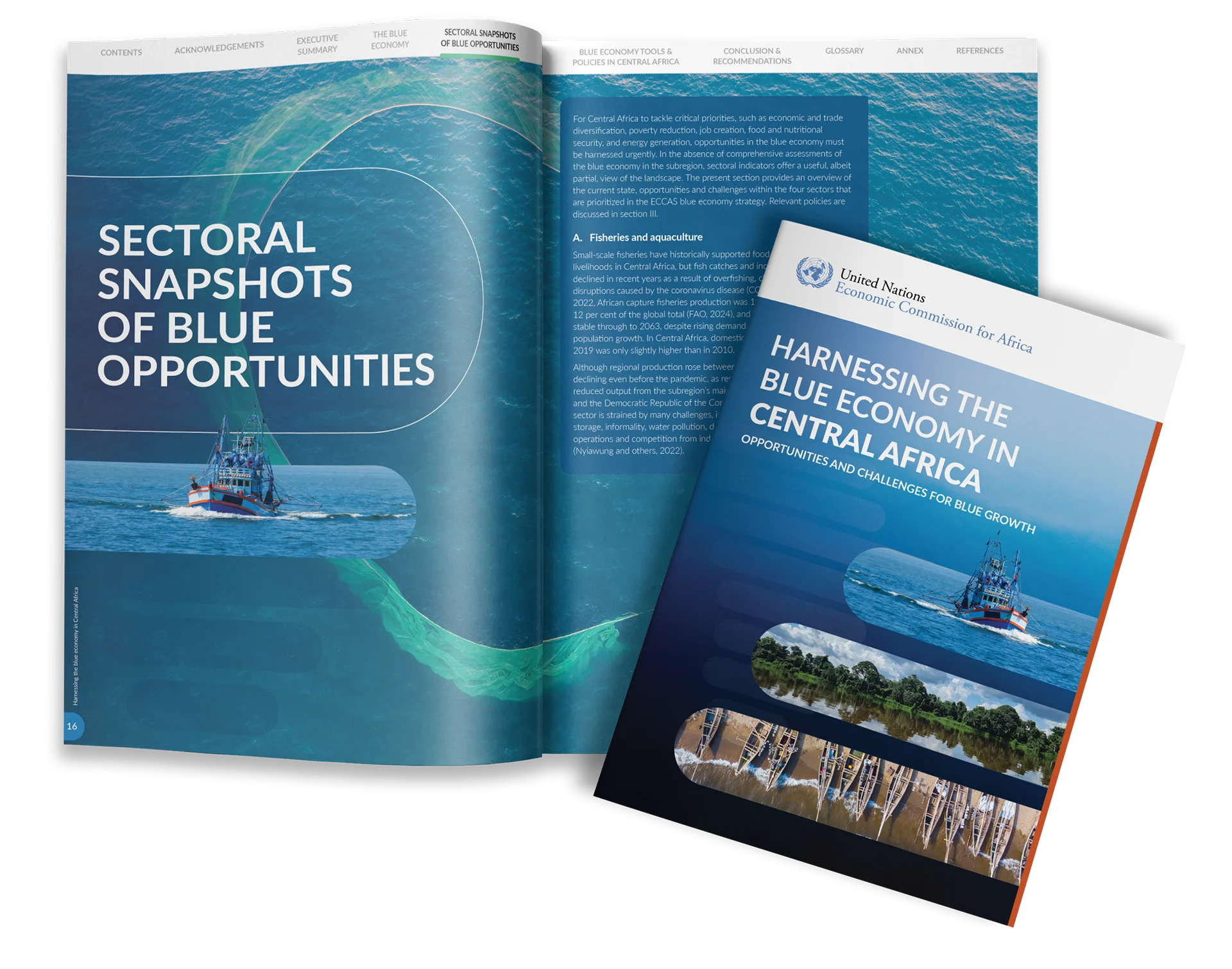United Nationd UNECA Central Africa Blue Growth Report Mock up cover design